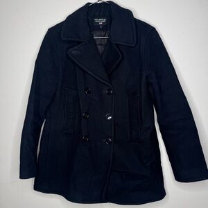 Vintage Ralph Lauren Black Wool Pea Coat Women’s Double Breasted Classic Small